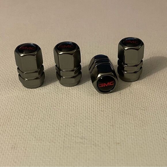GMC Logo valve Stem caps in Gray set of 4 NWT - Picture 2 of 4